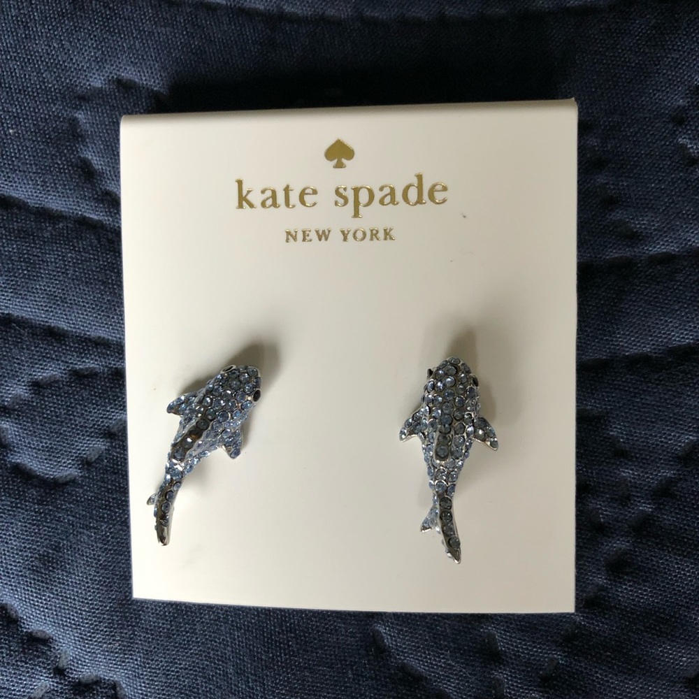 Kate Spade California Dreaming Pave Shark Studs Earrings